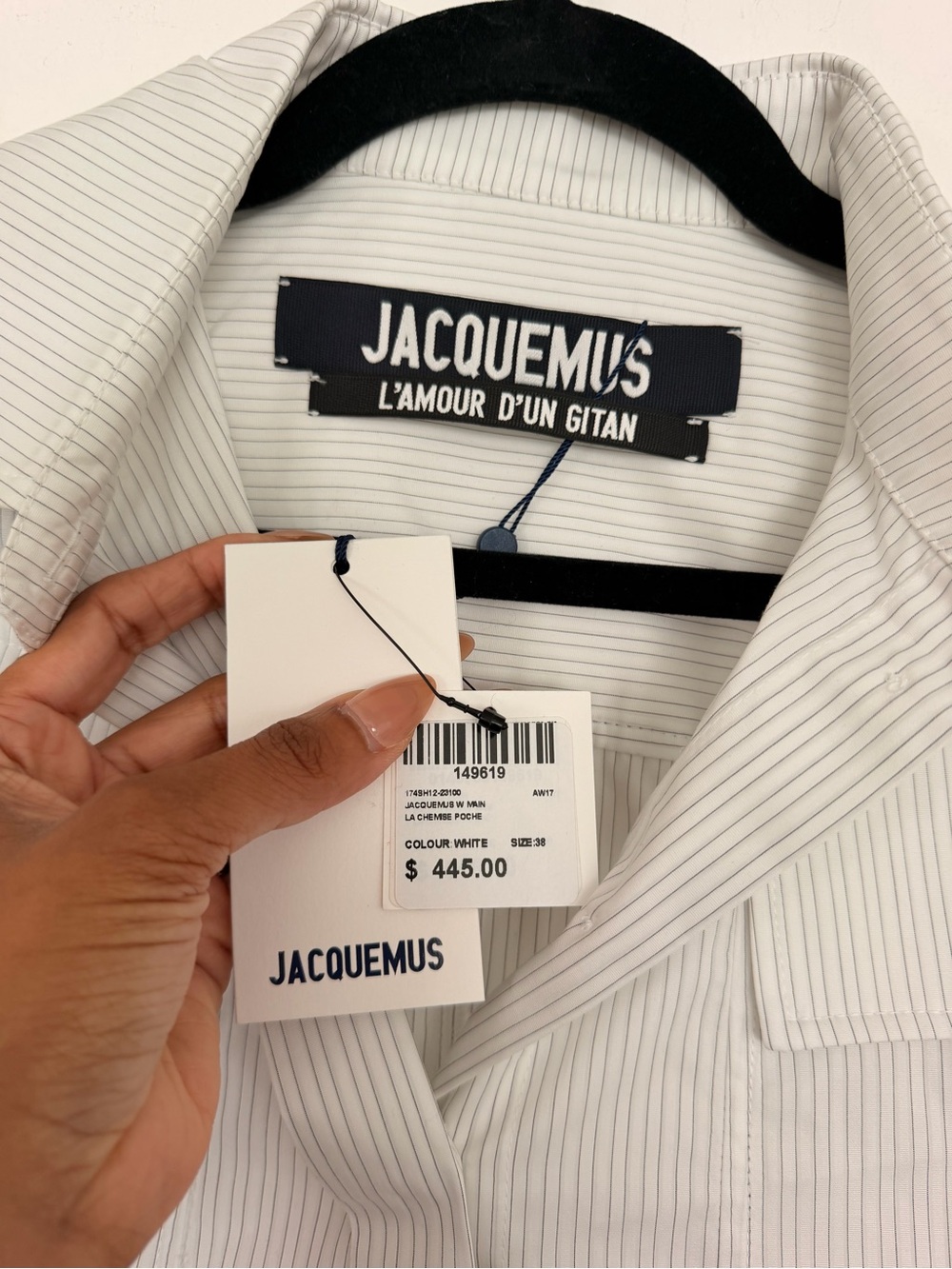 Jacquemus "La Chemise Poche" Striped Architectural Blouse – NWT - Picture 4 of 6